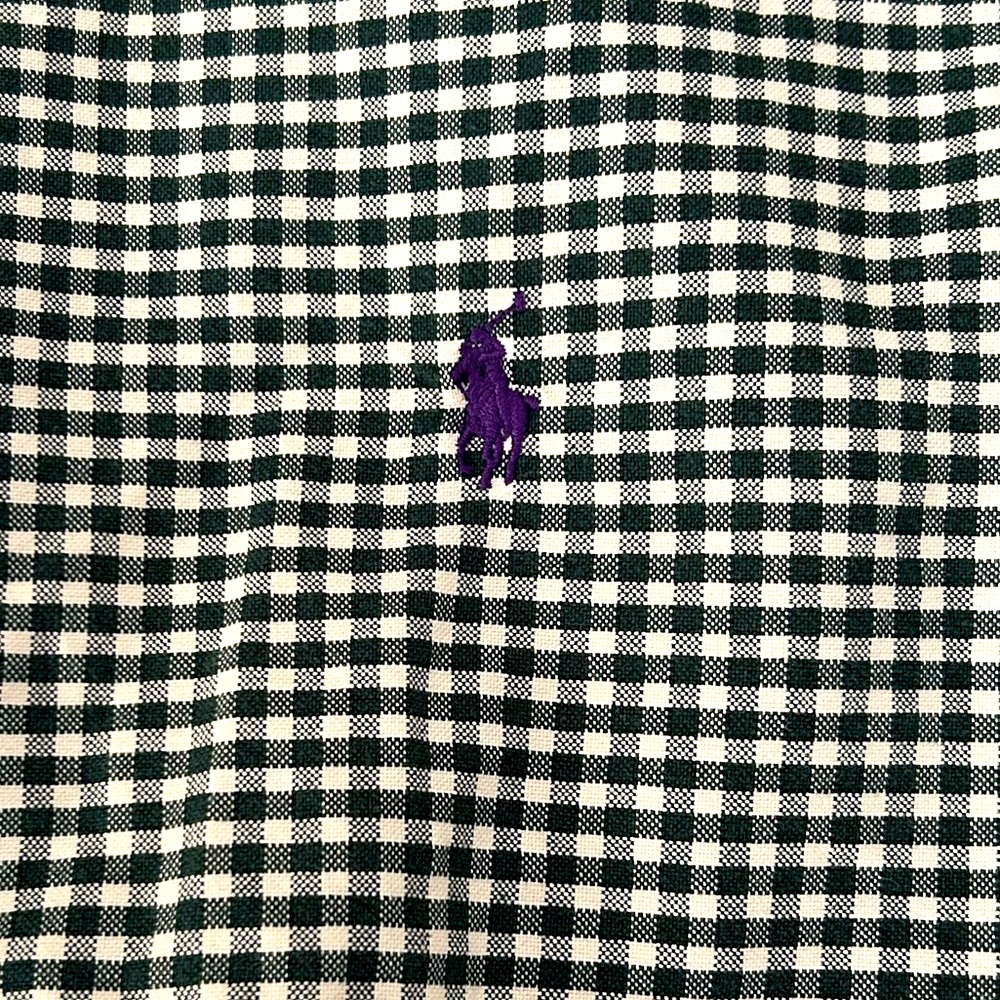 Ralph Lauren Button Down Shirt Large Custom Fit Green Cream Gingham Check
BB - Picture 8 of 14